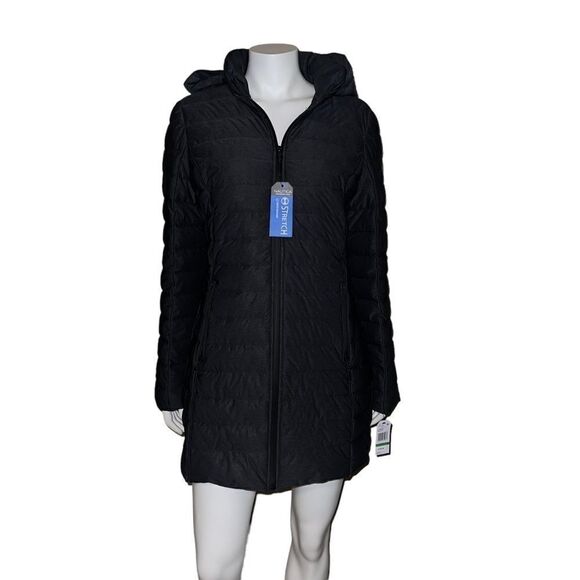 Nautica Womens Packable Puffer Jacket w/ Removable Hood Charcoal Large NWT - Picture 1 of 8